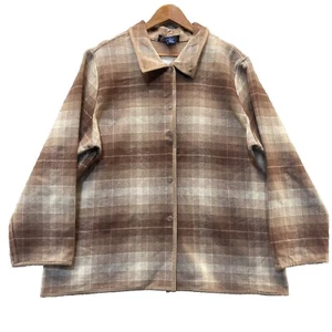Denim & Co Plaid Long Sleeve Button Down Jacket Pockets Women's 1X 100% Cotton - Picture 1 of 8