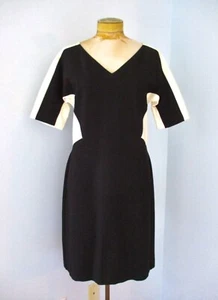 NWT $128 Ann Taylor Black White Color Block Knit Career Office Shift Dress 10 - Picture 1 of 5