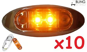 10 Amber LED Oval 2" w Chrome Bezel Clearance Side Marker Light Surface Mount - Bild 1 von 5
