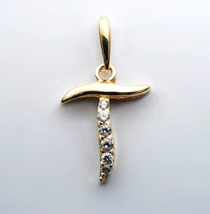 9CT Genuine Solid Gold Initial Letter T Alphabet Pendant Jewellery Hallmarked375 - Picture 1 of 1