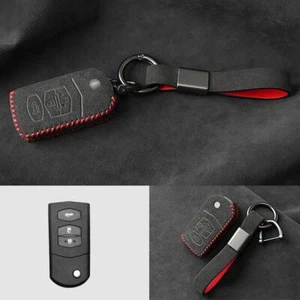 Full Suede Covered Key Fob Remote Protector Holder Cover Case For Mazda A - Picture 1 of 7