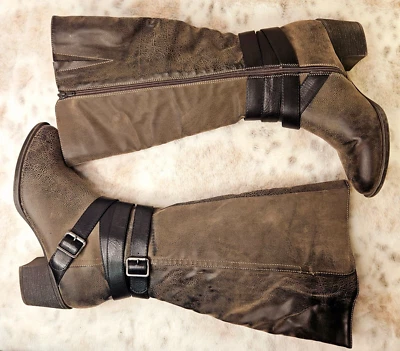 UNR8ED Women's Belize WIDE CALF Brn Faux Leather Knee-High Tall Riding Boots 10M - Image 1 of 4