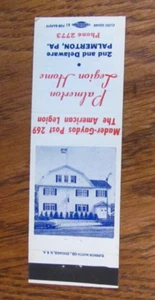 FRATERNAL AMERICAN LEGION MATCHBOOK COVER: PALMERTON, PA EMPTY MATCHCOVER -B9 - Bild 1 von 2