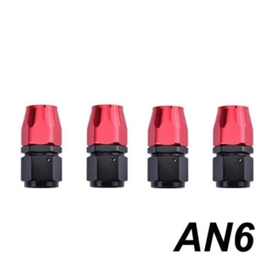 4Pcs Black+Red 0°Degree AN6 Oil Fuel Line Hose End Fitting Adapters Kits - Image 1 of 4