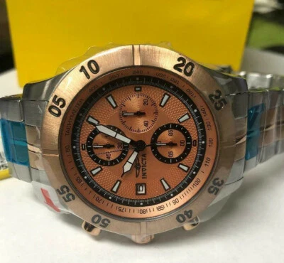 Nuovo Uomo Invicta Specialty Quarzo Oro Rosa Testurizzati Dial Two Tone Ss Watch - Immagine 1 di 4