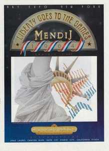 Anuncio impreso de la exposición de arte de Mendij Liberty Goes To the Games 1984 - Imagen 1 de 1