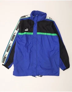 PUMA Mens Graphic Rain Jacket UK 44 2XL Blue Colourblock Polyester OI12 - Picture 1 of 3