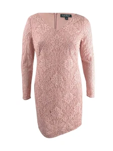 Lauren by Ralph Lauren Women's Lace V-Neck Dress (10, Blossom) - Picture 1 of 2