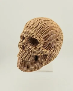 Skull Resin Wicker-Look Halloween Tabletop Decor New without Tags - Picture 1 of 6