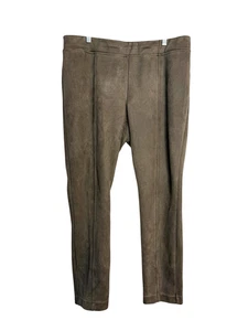 Women's Andrew Marc Brown Faux Suede Velvet Pull- On Ponte Ankle Pants- Size XL - Picture 1 of 3