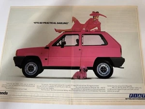 Original 1980’s Fiat Panda Super Pink Magazine Advert Man Cave Wall Art Retro - Picture 1 of 3