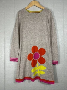 Mini Boden Flower Sweater Dress Size 9-10Y Soft Cashmere Blend Mod 60s Boho - Picture 1 of 6