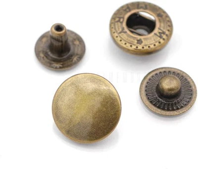 50 Sets Antique Brass Snap Buttons S-Spring Socket Popper Fasteners for Jacket B - Image 1 of 4