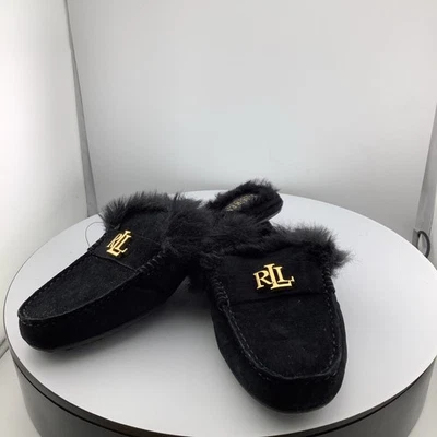 Zapatillas sin cordones Ralph Lauren para mujer forradas de piel negra de gamuza Savanah talla 6,5 Foto 1 de 4
