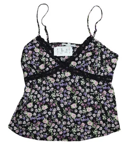 Hippie Rose Floral Print V-Neck Lace Trim Sleeveless Woven Juniors Top XL NWT - Picture 1 of 2