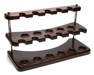 Portapipa tabacco da fumo portapipe legno espositore fatto a mano per 11 ciotole legno massello - Foto 1 di 11