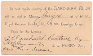 BALTIMORE MD Postal Card ROYAL ARCANUM "Haw River Disease" NC, BROOKLYN MARYLAND - Picture 1 of 2