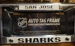 SAN JOSE SHARKS TEAM LOGO  NHL HOCKEY LICENSE CHROME  PLATE FRAME  - Picture 1 of 1