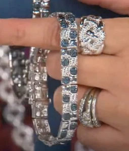 Seltenes Sterling Affinity 8/10 TCW blauer Diamant Schachbrett Design Armband 21,3 g - Bild 1 von 12