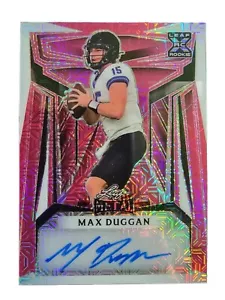 Max Duggan 2023 Leaf Metal XRC Pink Mojo Autograph 4/4 Football Card BA-MD1 - Picture 1 of 10