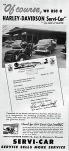 1952 Harley-Davidson Servi-Car 3 Wheel Motorcycle Original Print Ad - Picture 1 of 1
