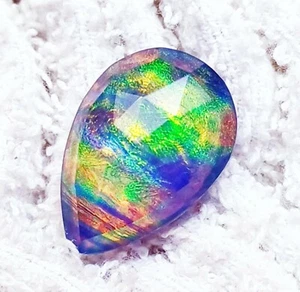 Natürlicher Doublet Aurora Feueropal geschliffen Cabochon 14,80 ct zertifiziert loser Edelstein - Bild 1 von 9