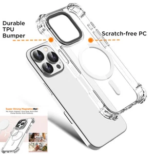 MagSafe Magnetic Case For iPhone 16 Pro Max Clear Shockproof Heavy Duty Cover - Picture 1 of 10