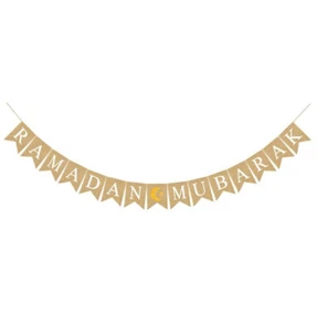 Decoración Islámica de Vacaciones | Bandera Arpillera Bunting Ramadán Mubarak - Imagen 1 de 1