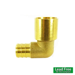 3/4" PEX x 3/4" Innengewinde Schweißbogen Messing Crimp Adapter PEX Fittinge ohne Kabel - Bild 1 von 3