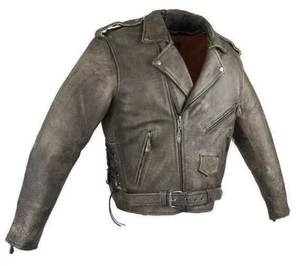 Chaqueta de motocicleta de cuero de vaca marrón oscuro para hombre con bolsillos para pistola - Imagen 1 de 8