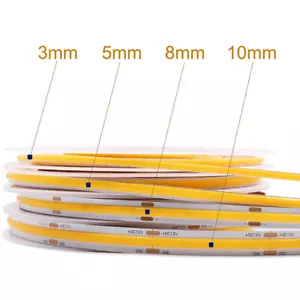 High Density 5m 2.7/3/4/5/8/10MM PCB COB LED Strip LIGHT tape lamp DC 5V 12V 24V - Picture 1 of 31