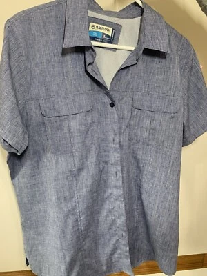 Magellan Outdoors Women's XL Nylon Laguna Madre Navy Short Sleeve Vented Fishing - Image 1 of 4