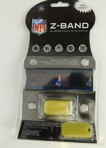 New England Patriots Mosquito Bug Repellent 1 Band 2 Refill No Deet Bracelet Cover