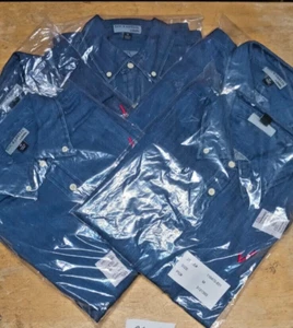 Denim Employee Shirt Men's MD MEDIUM Button-Up Indigo Blue Uniform Store 5PC - Picture 1 of 5