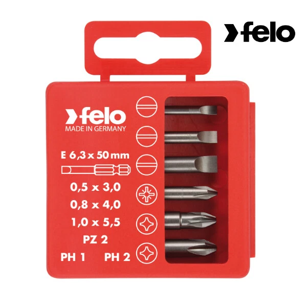 Felo - Profi Bit-Box Industrie, E 6,3 x 50 mm, 6-tlg. SL/PZ/PH - - Bild 1 von 1