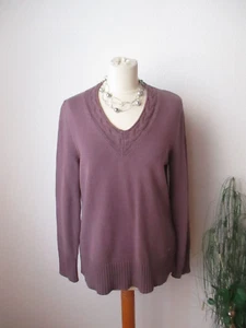 Betty Barclay Damen Pullover Gr. 40 lila langarm Zopfmuster V-Ausschnitt - Bild 1 von 8