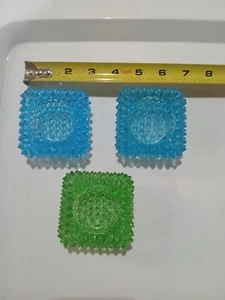 3 Vintage Fenton Aqua Blau Grün Nagel Glas Salzkeller Garten Windlicht Halter 3" - Bild 1 von 4