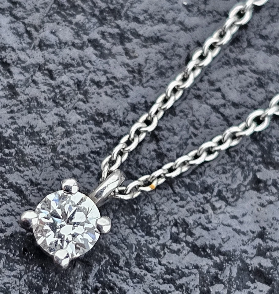 Tiffany & Co. Diamante Solitario Colgante Redondo ~ 0,17ct Platino 16" Cadena  Foto 1 de 4