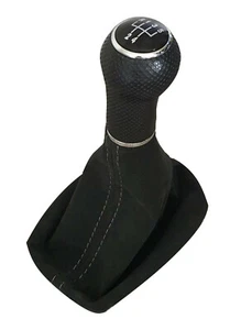 PARA AUDI A3 8L 12mm POMO ALCANTARA BOLSA CAMBIO COSTURA GRIS 5 VELOCIDADES SK1 - Imagen 1 de 4