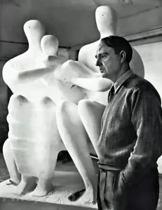 1949 Vintage HENRY MOORE England Artist Sculpture YOUSUF KARSH Photo Art 12x16 - Picture 1 of 1