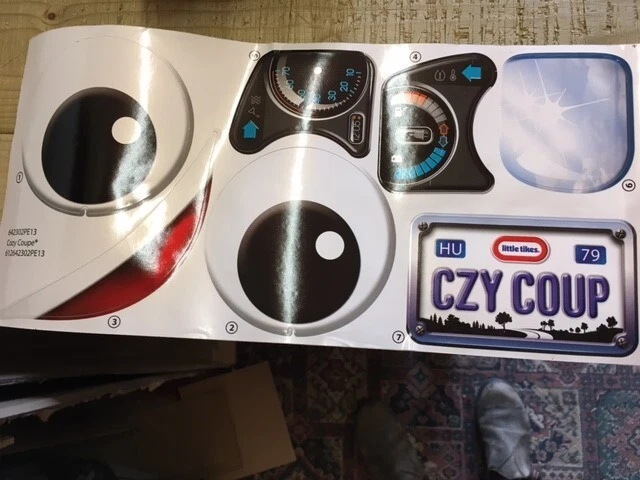 Little Tikes Cozy Coupe Spare Part Stickers NEW for car with eyes apart
