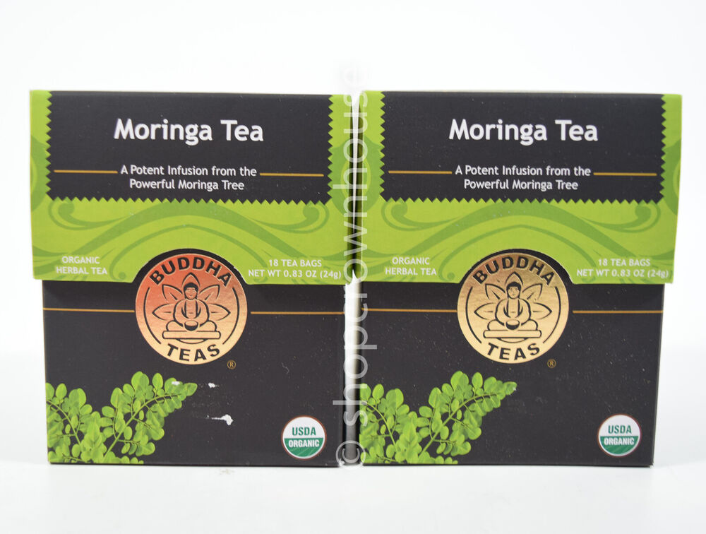 2 boxes Buddha Organic Herbal Teas MORINGA TEA =36 bags 10/2023