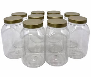 10 barattoli quadrati in plastica per stoccaggio cucina/garage organizzazione e coperchi in oro - Foto 1 di 5