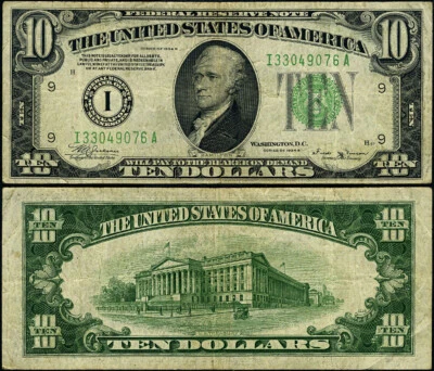 FR. 2007 I $10 1934-B Federal Reserve Note Minneapolis I-A Block VF - Image 1 of 3