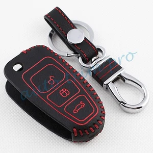 3 Button Leather Key Case Bag Keyfob Ring Cover Trim For Ford Focus Escape Kuga - Picture 1 of 6