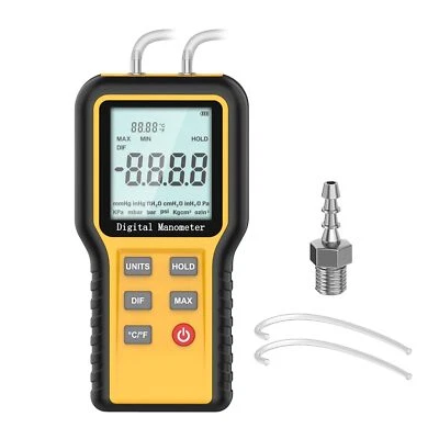 AUTOOL Digital Manometer Dual Port Air Pressure Gauge Meter HVAC/Gas Pressure Tester