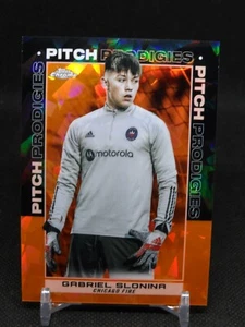 6/25 Orange Sapphire Gabriel Slonina Chicago FC MLS Topps Chrome 2021 Card #198 - Picture 1 of 4