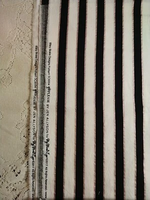 Tela de algodón Riley Blake "Sí, por favor" Jen Allyson negro blanco rosa oro rayas Foto 1 de 4