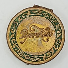 Antique Djer Kiss Gold With Green Trim Flower Inlay Powder Compact With Mirror