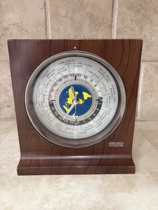 Vintage Seiko Transistor Mantel World Clock Airplane Sec. Hand TZ-635 Faux Wood - Picture 1 of 17